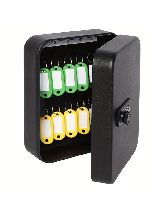Black Wall Mounted Key Cabinet with Combination Lock and 20 Hooks - Image 1
